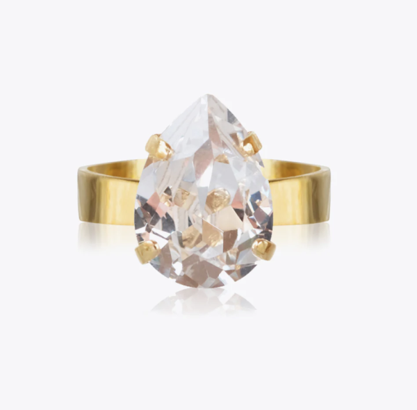 Caroline Svedbom Gold Mini Drop Ring - Crystal